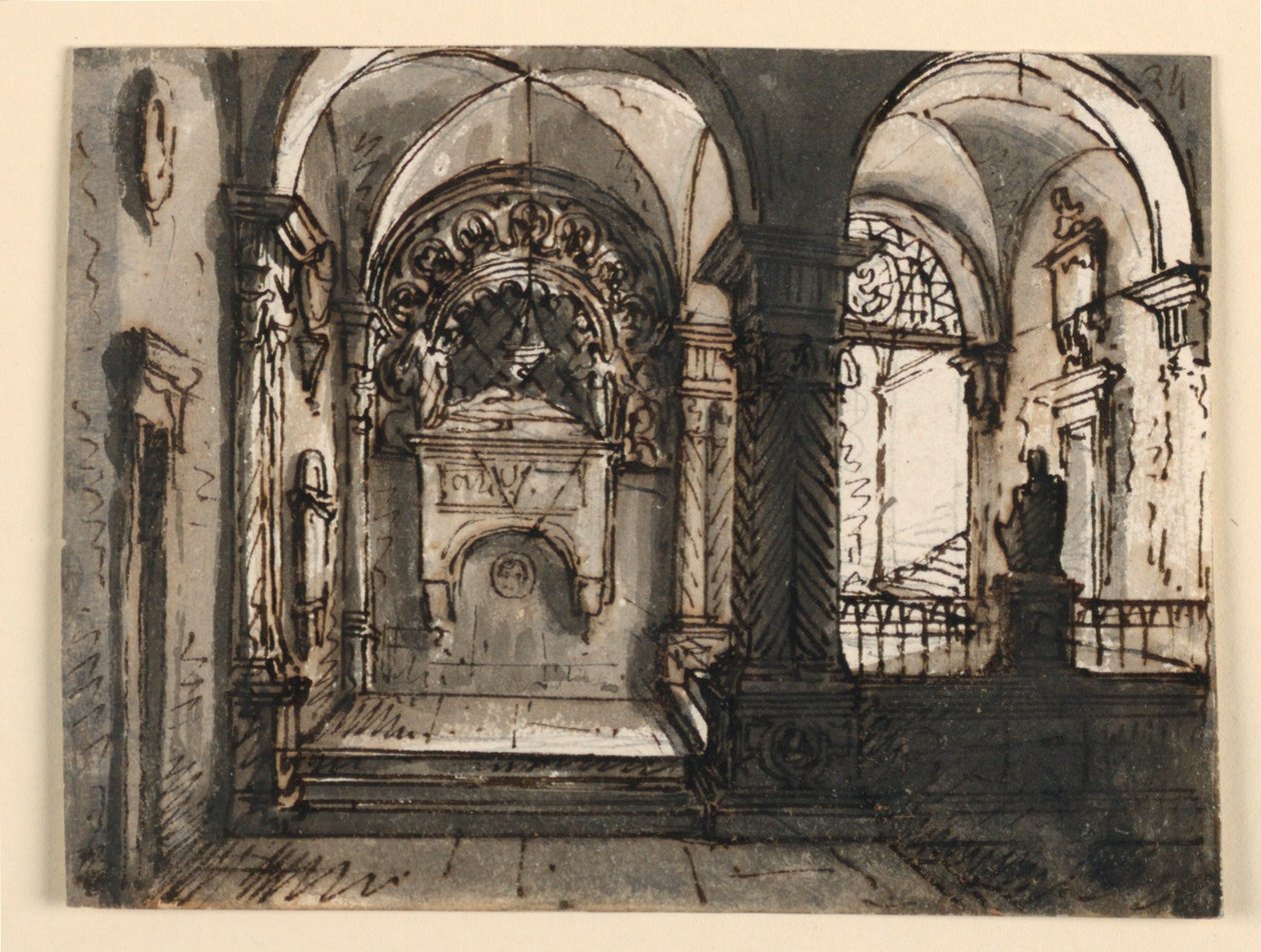 Interiör av kyrklig byggnad av Unknown artist
