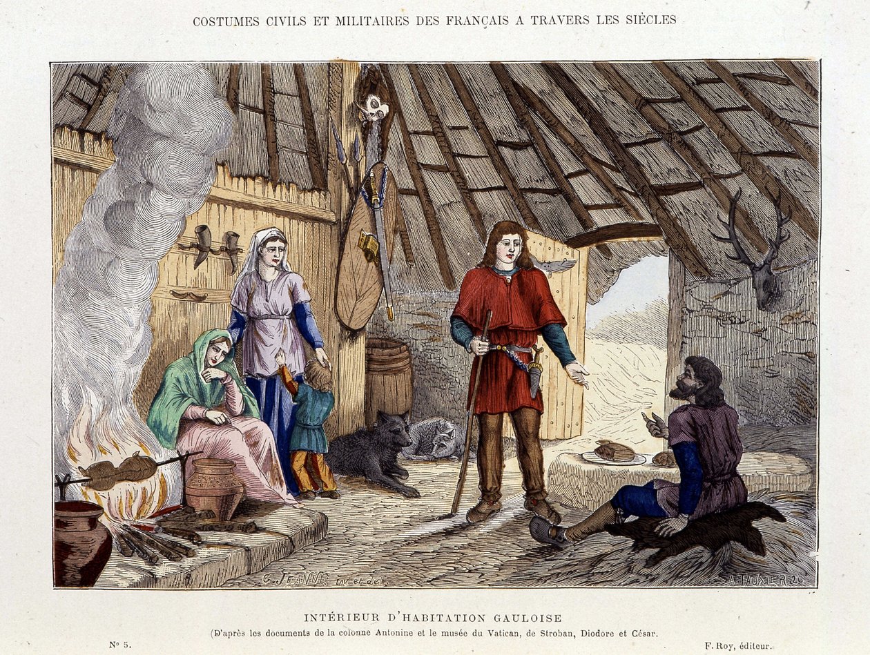 Interiör av galliska bostäder - i "Frankrike och fransmännen genom århundradena"" av Unknown artist