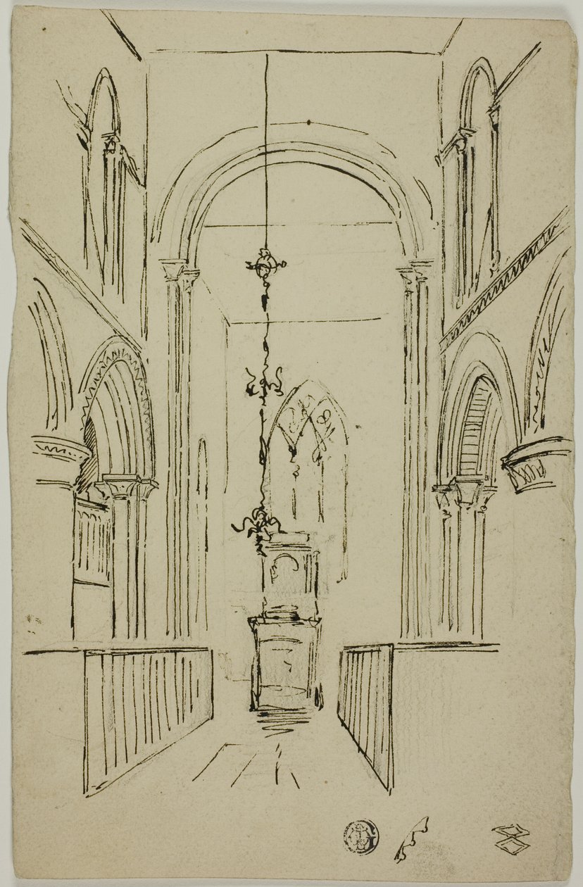 Interiör av en katedral av Unknown artist