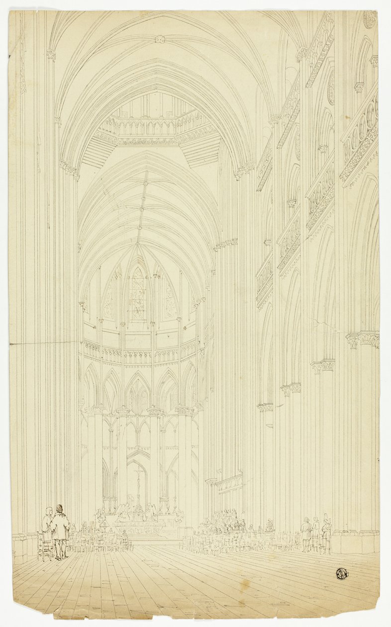 Interiör i en gotisk katedral av Unknown artist