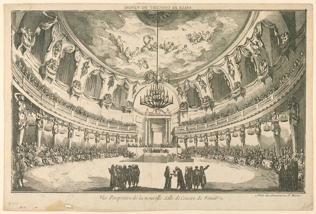 Interiör av det nya konserthuset, Venedig av Unknown artist