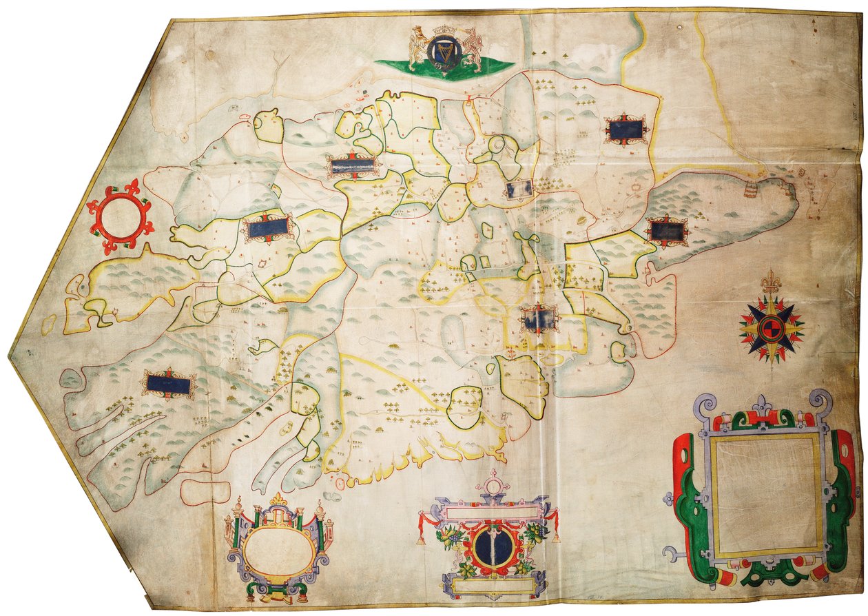Irland vid Shannonflodens strand, ca 1585 (pergament, linne) av Unknown artist