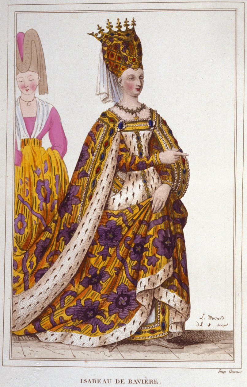 Isabeau (Isabelle, Elisabeth) av Bayern (1371-1435). Drottning av Frankrike. Gravyr från 1830. av Unknown artist