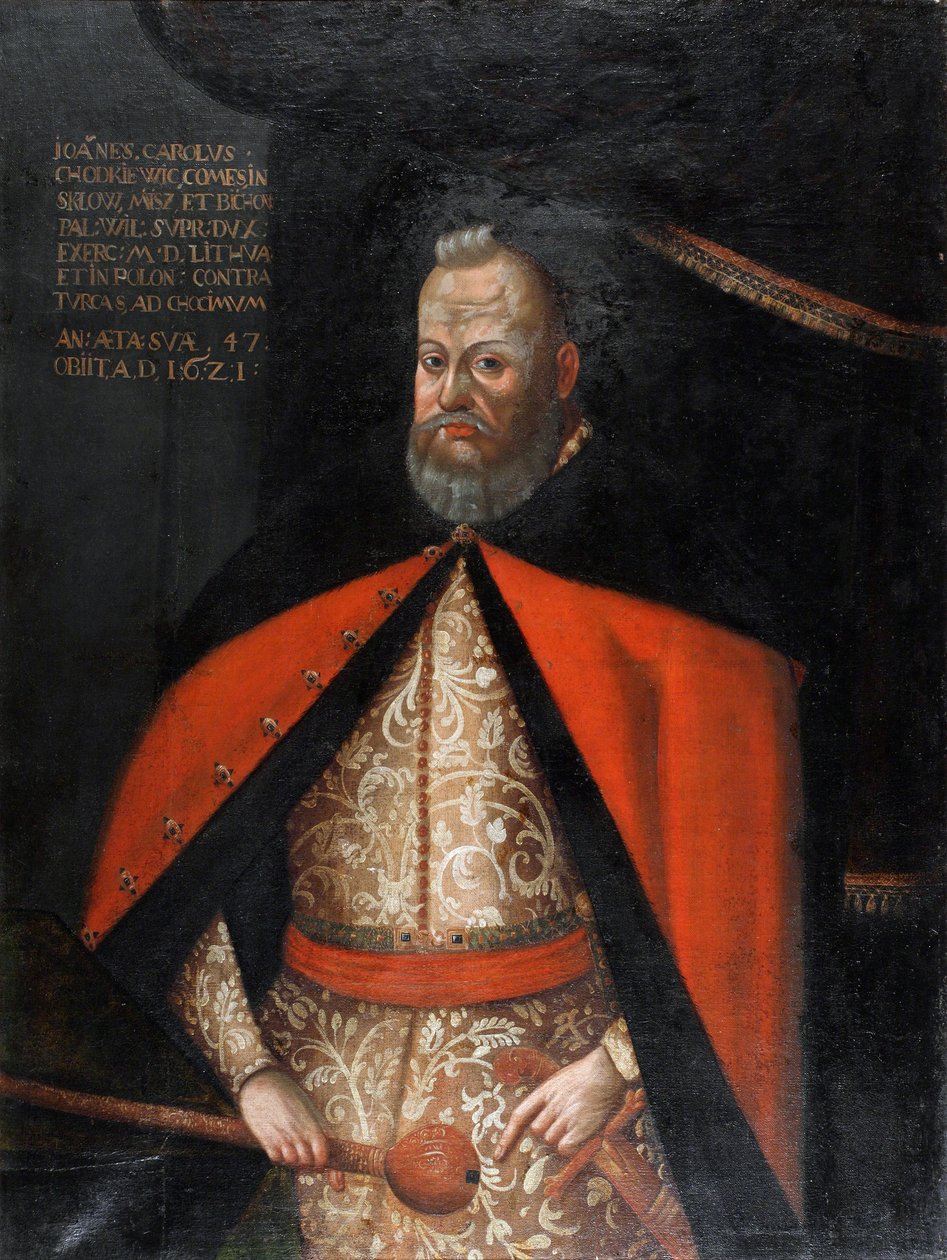 Jan Karol Chodkiewicz, grand hetman de Lituanie - Porträtt av Jan Karol Chodkiewicz (1560-1621), Anonym. Olja på duk av Unknown artist