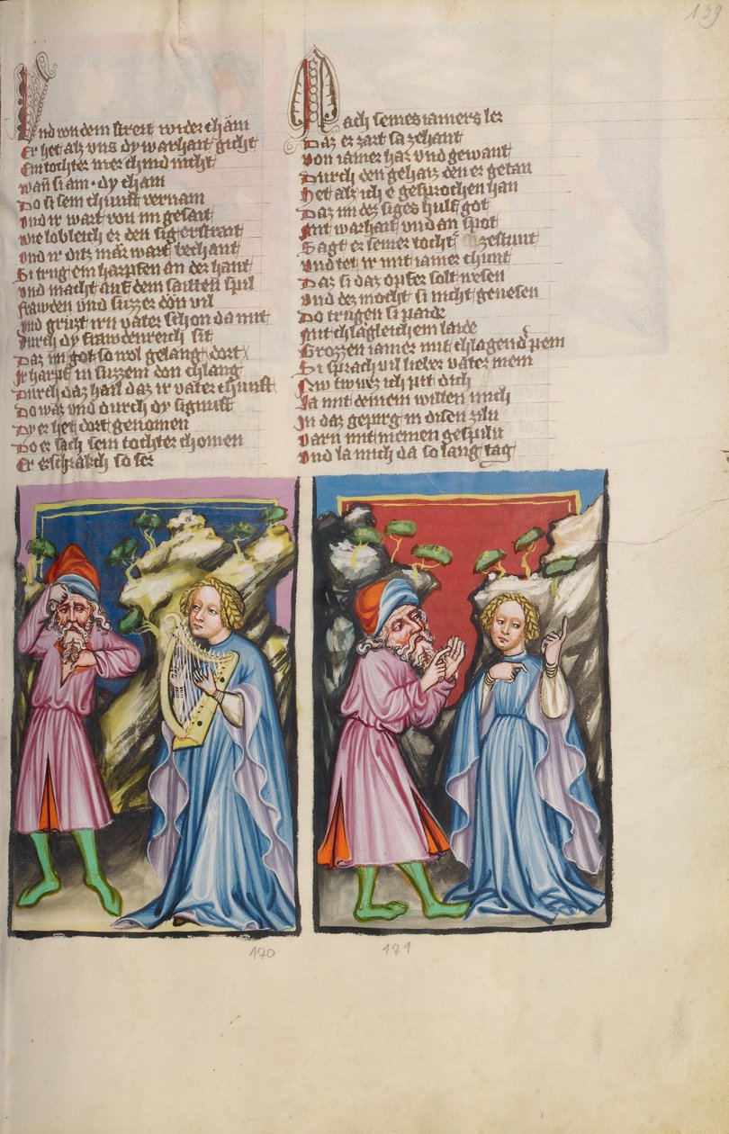 Jephthas dotter; Jephtha berättar för sin dotter om sin ed av Unknown artist