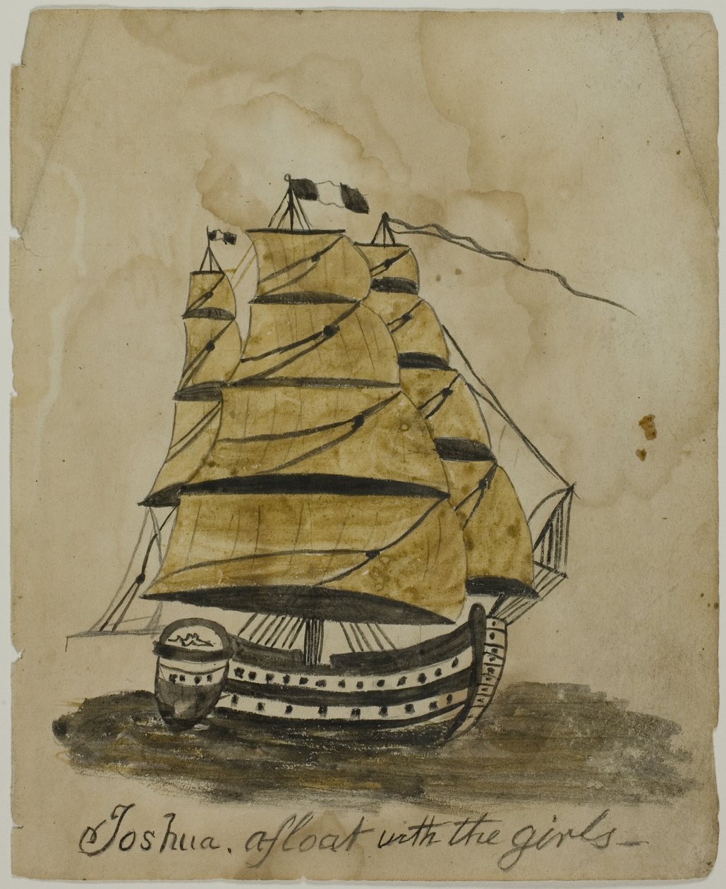 Joshua flytande med tjejerna av Unknown artist
