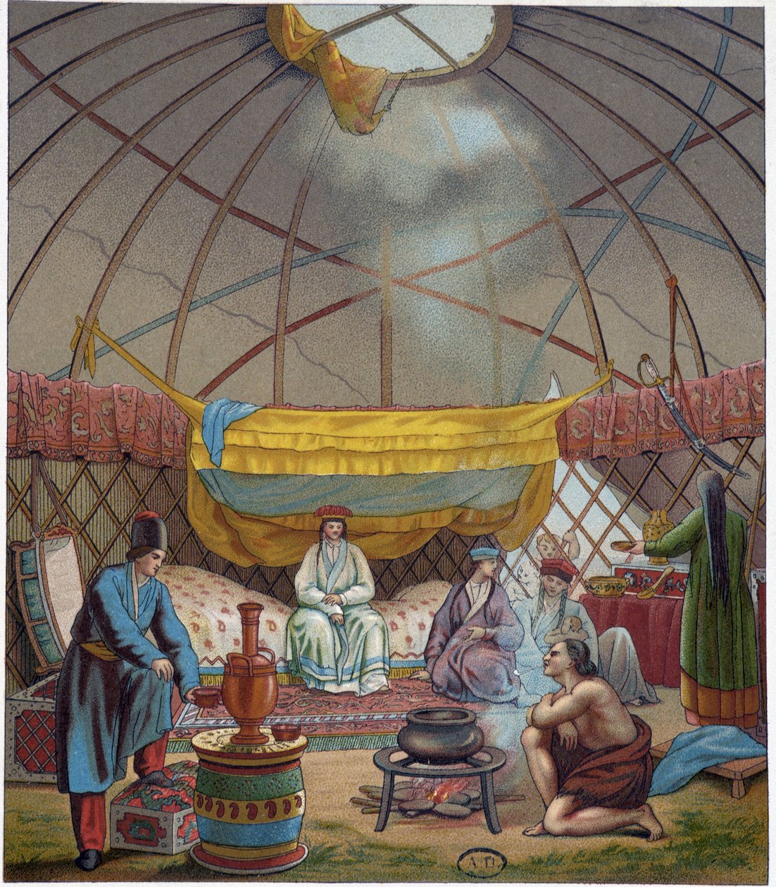 Kalmouk (ryska nomader) i sin jurta av Unknown artist