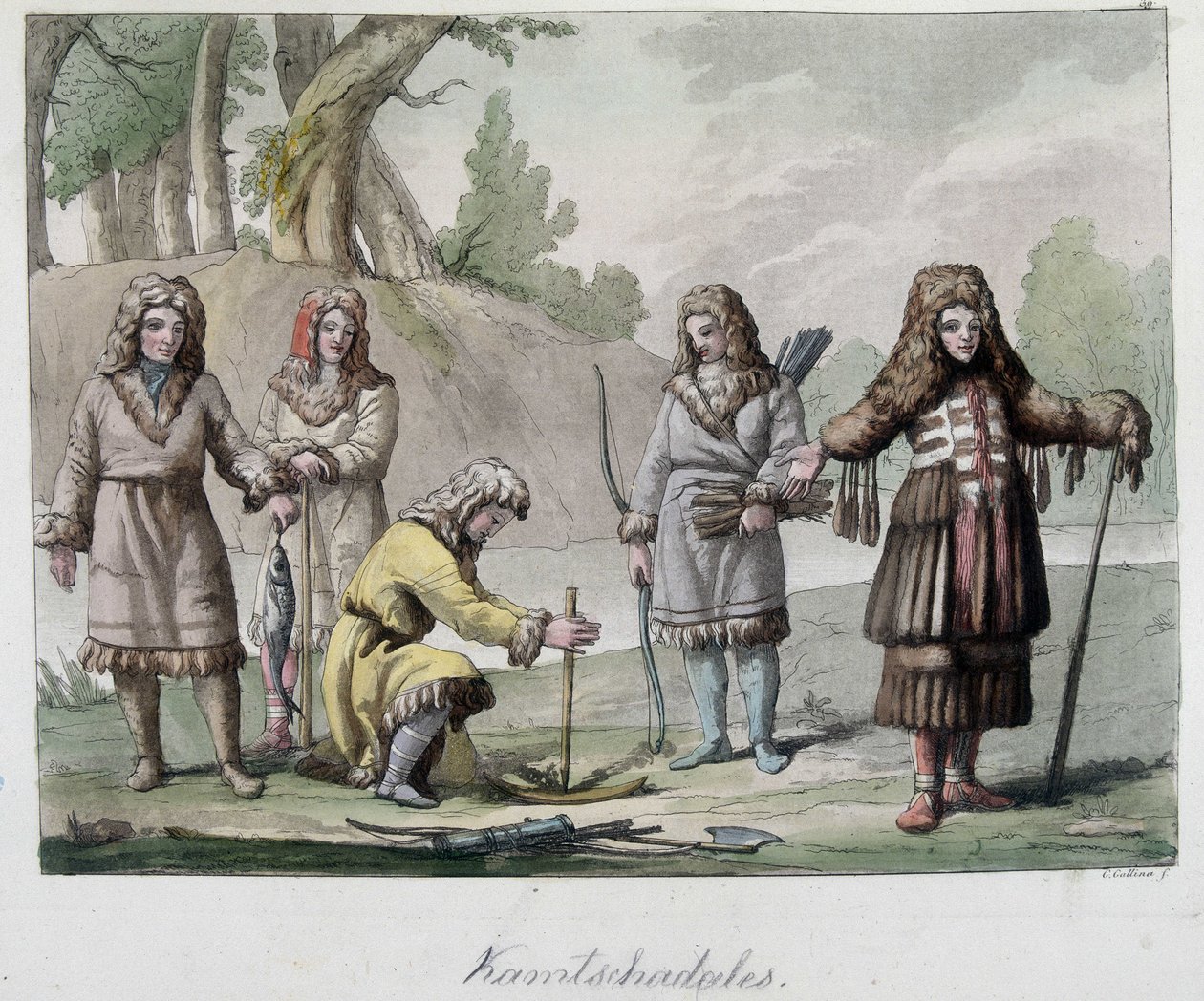 Kamtschadales folk i Sibirien. I "" Den gamla och moderna kostymen"" 1819-1820, av Ferrario. av Unknown artist