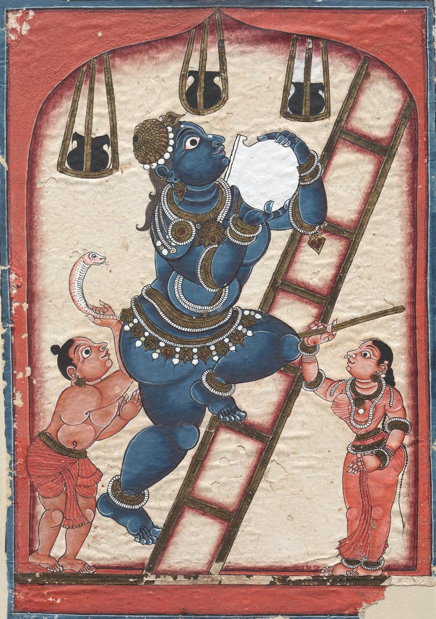 Krishna stjäl ostmassa av Unknown artist