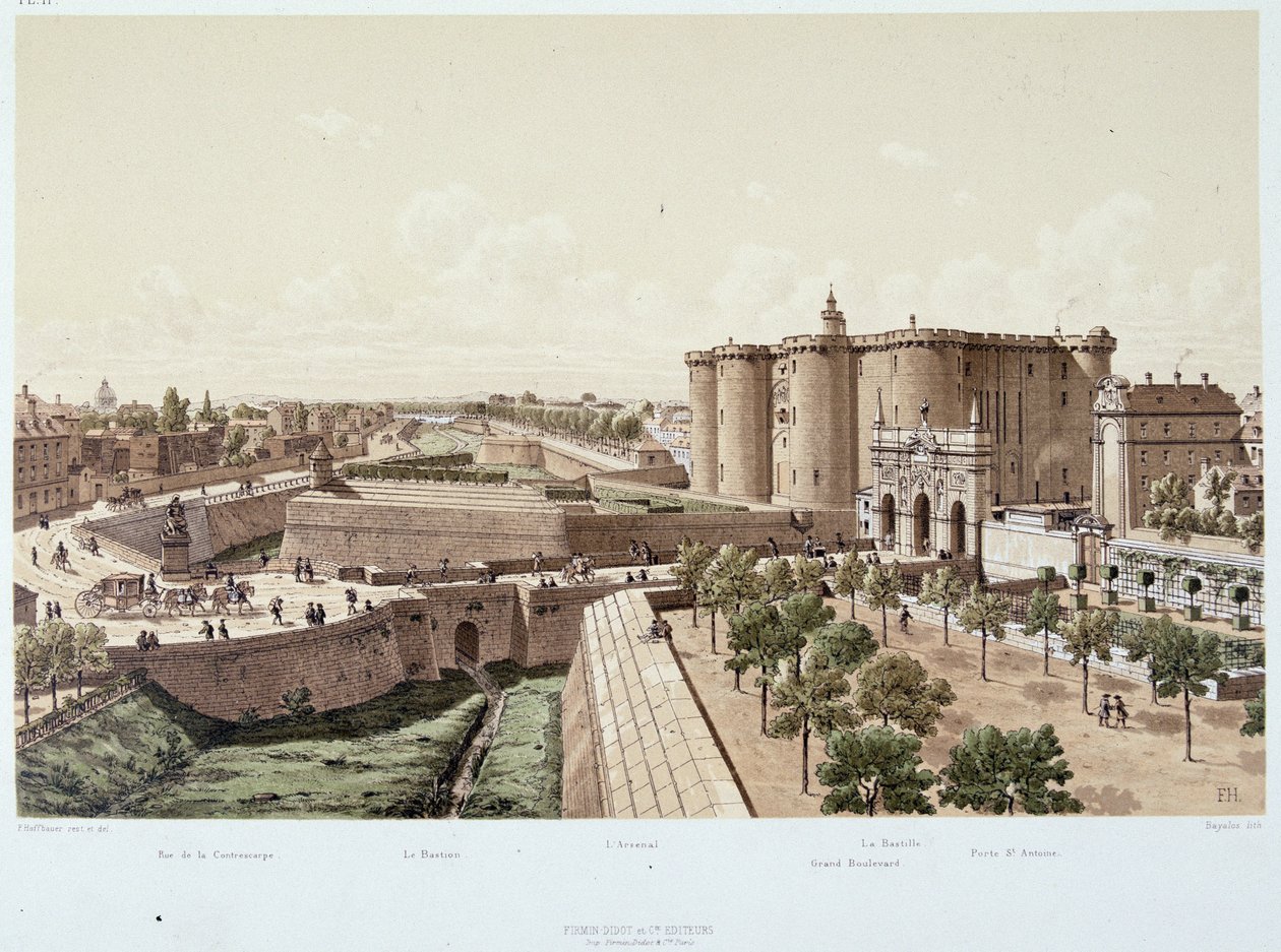 Bastiljen 1740 (fängelset) - i "Paris genom tiderna", sent 1800-tal av Unknown artist