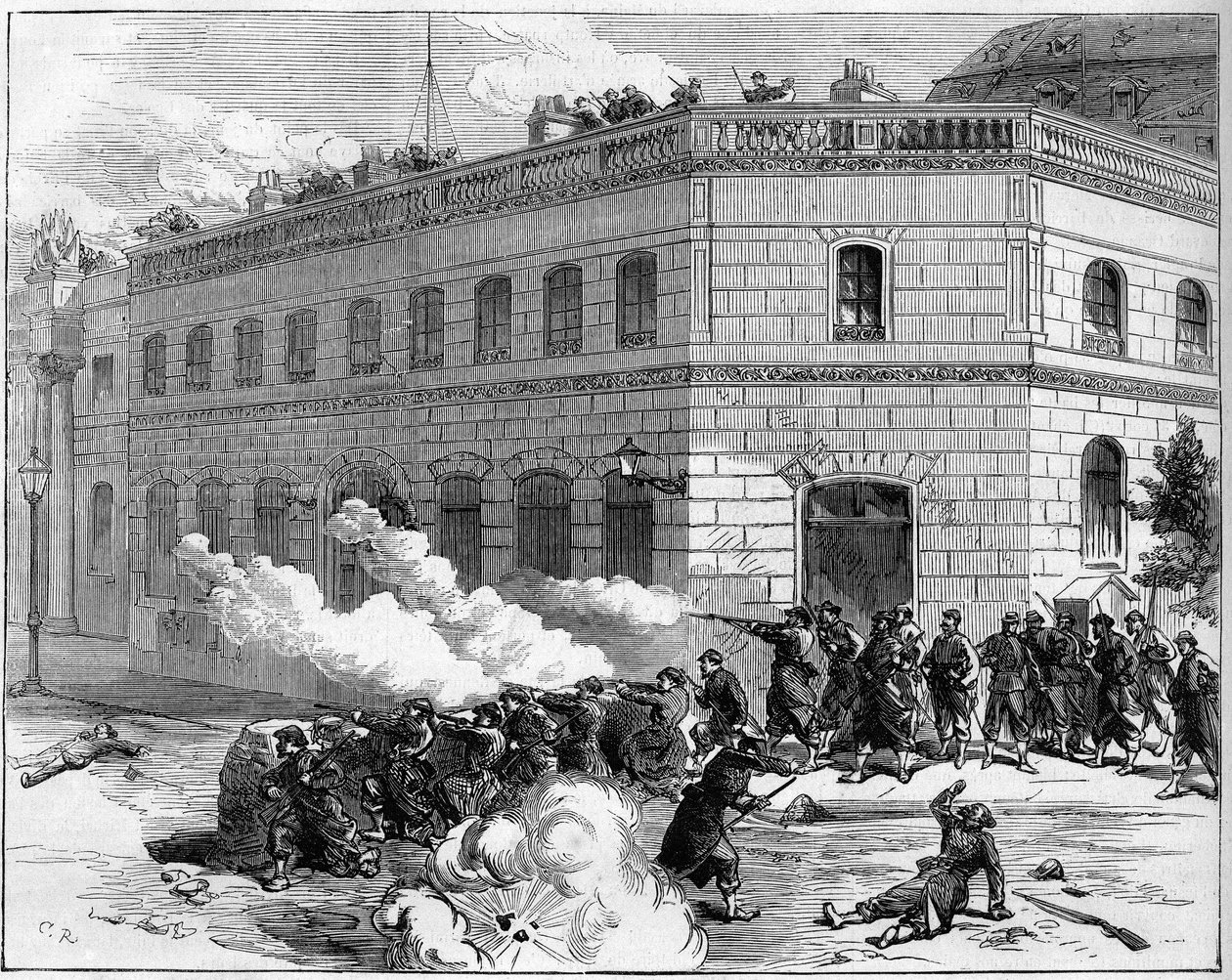 La Commune de Paris 1871. Försvar av Elyseepalatset av Federes (Communards). av Unknown artist