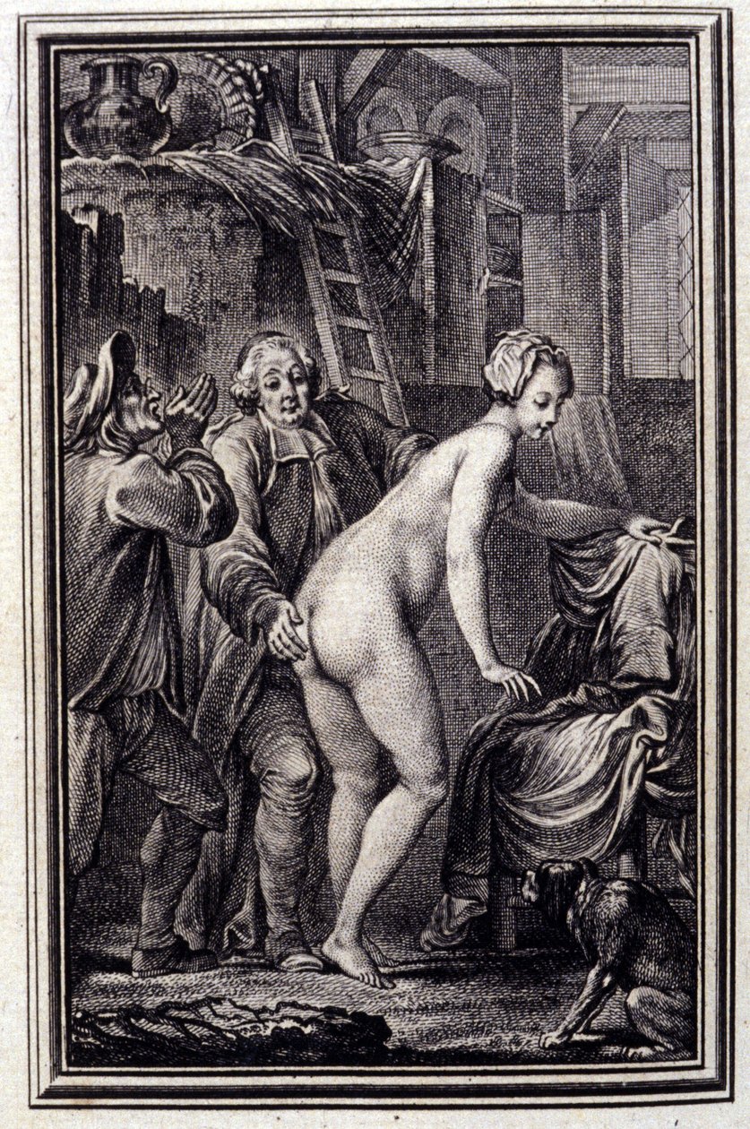 La mare du compere Pierre- in ""Berättelser och noveller på vers"" av Jean La Fontaine. 1762. av Unknown artist