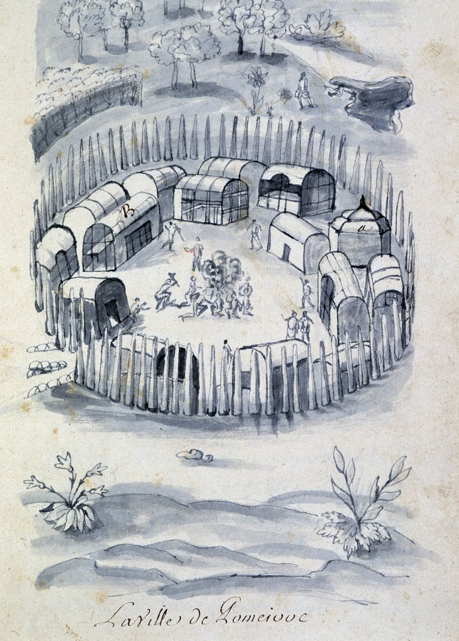 Staden Pomeivue (koloniläger i Kanada) - i "" Dialog eller intervju av en fransman med en vilde" av Unknown artist