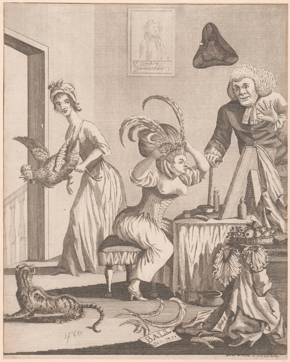Lady förbereder sig för kvällen på en bal av Unknown artist