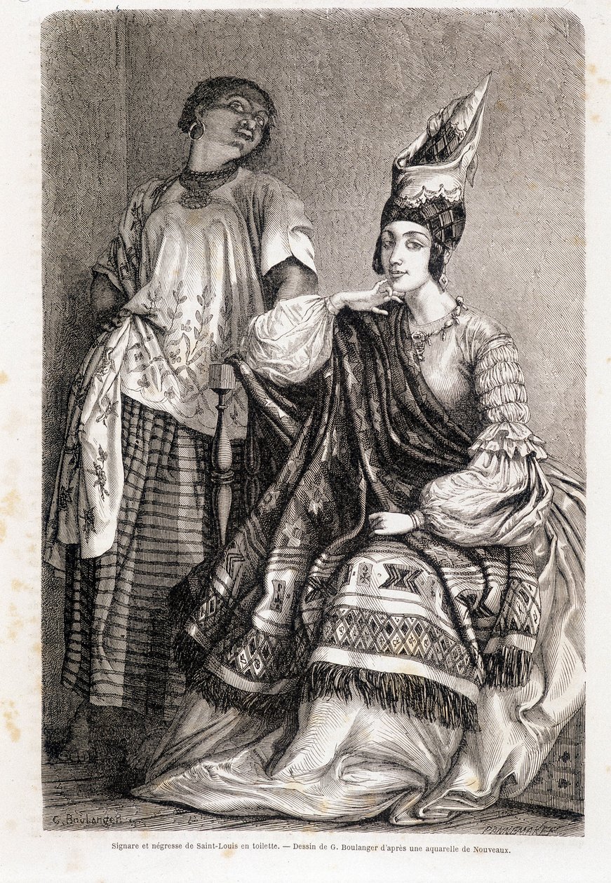 Lady and Negress of Saint Louis på toaletten - i "" Le Tour du Monde"" av Unknown artist