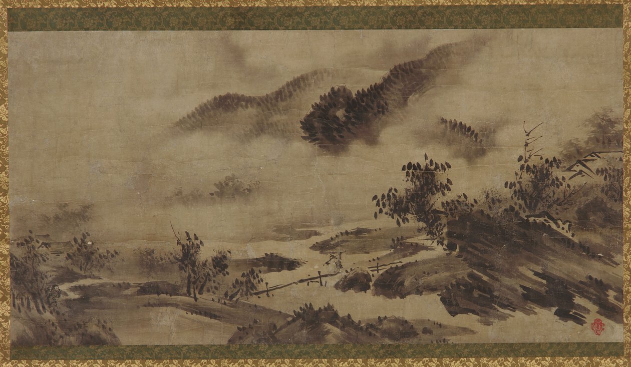 Landskap: berg, dimma och bäck av Unknown artist