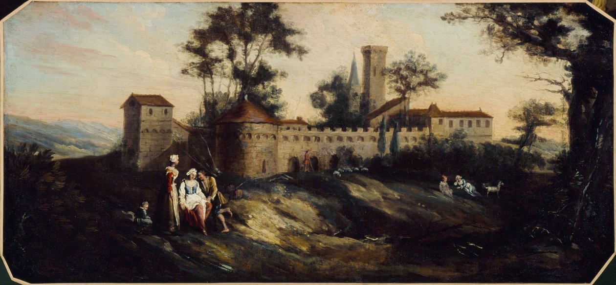 Landskap med befäst slott. Mellan 1701 och 1800 (olja) av Unknown artist