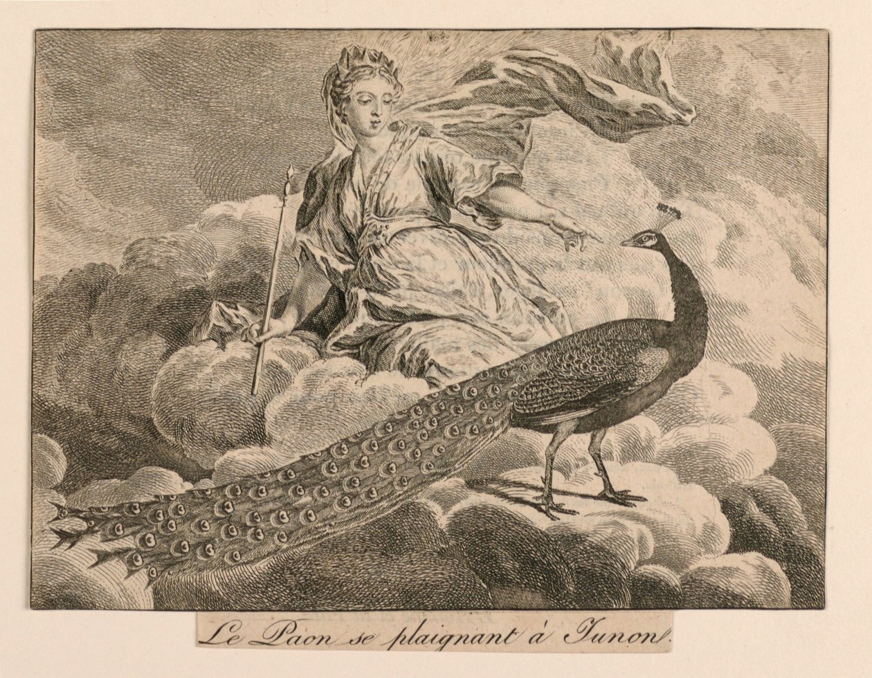 "Påfågeln som klagar till Juno" från La Fontaines fabler av Unknown artist