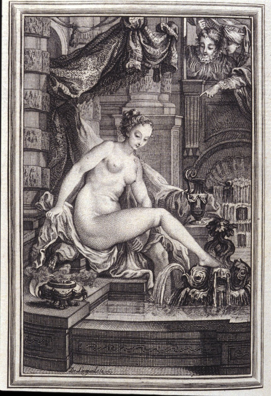 Kung Candaules och mästaren till höger- i "Berättelser och noveller på vers" av Jean La Fontaine. 1762. av Unknown artist