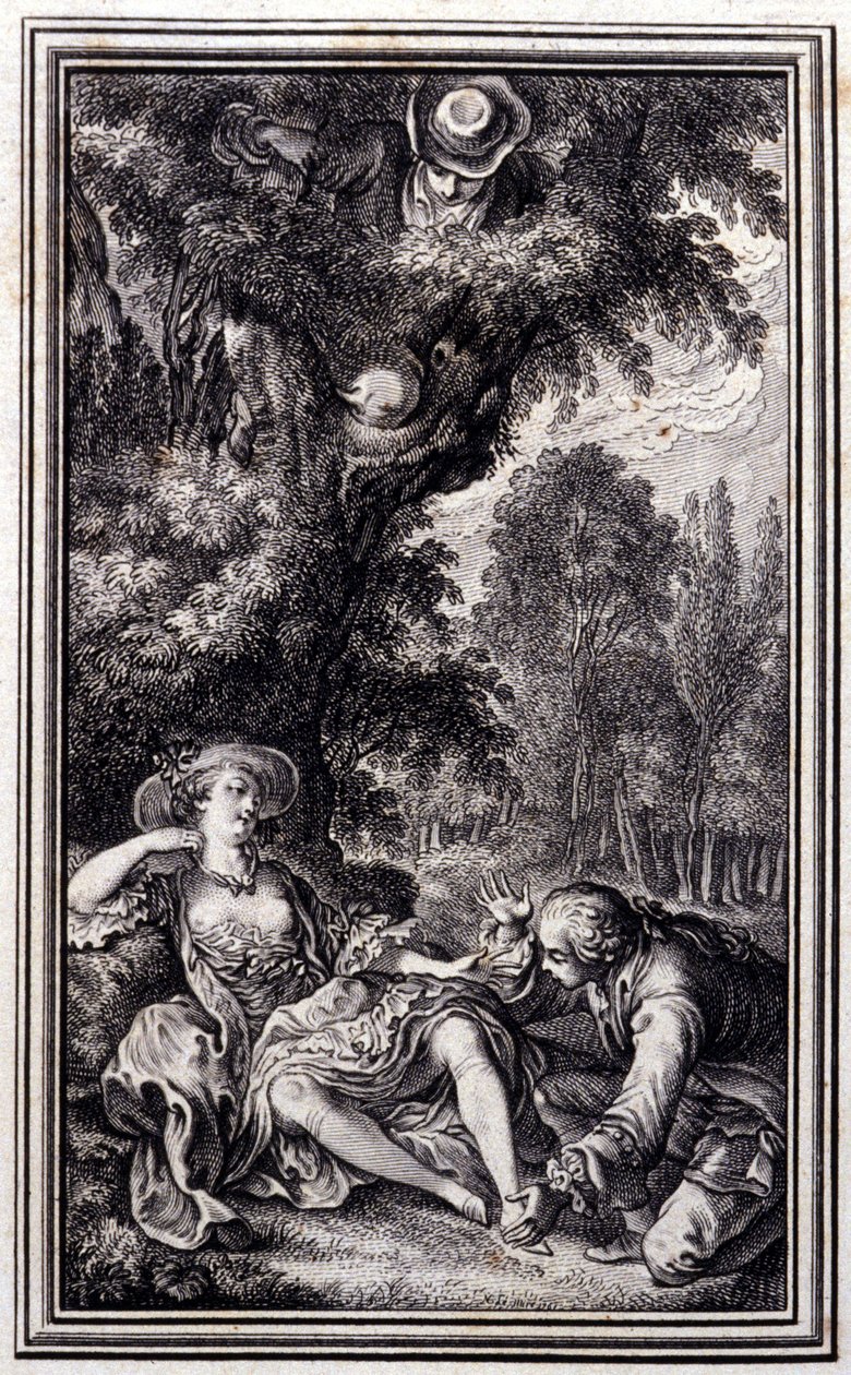 Byboaren som förlorade sin kalv - i "Berättelser och noveller på vers" av Jean La Fontaine. 1762. av Unknown artist