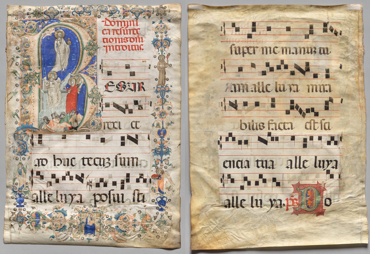 Leaf from a Gradual: Historiated initial R: The Resurrection (recto) och initial D (verso) av Unknown artist
