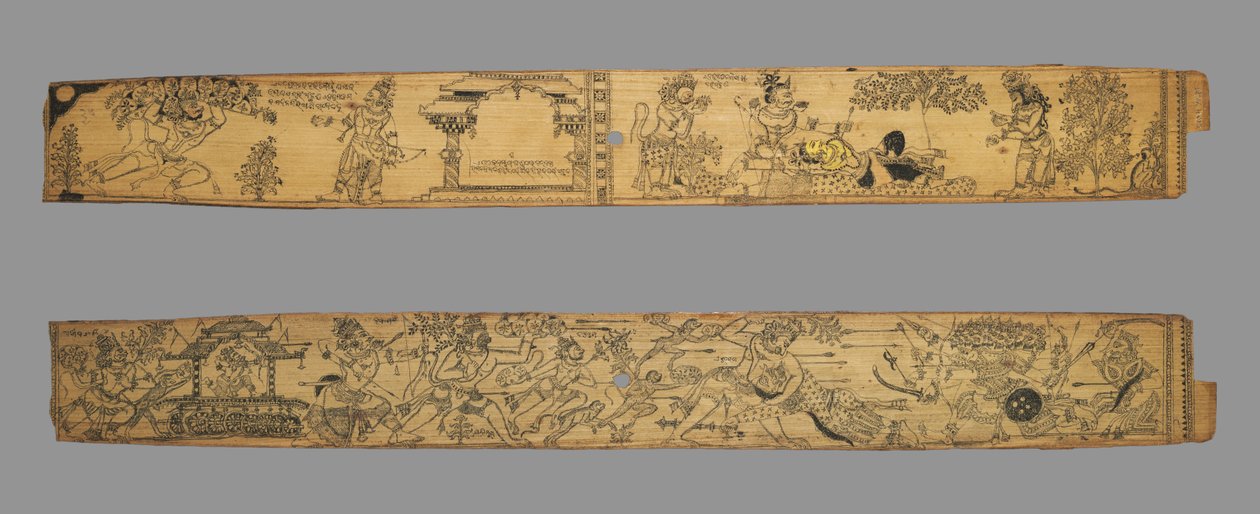 Löv från en romans av Chandrabhanu och Lavanyavati av Upendra Bhanja (indisk, död 1740) av Unknown artist