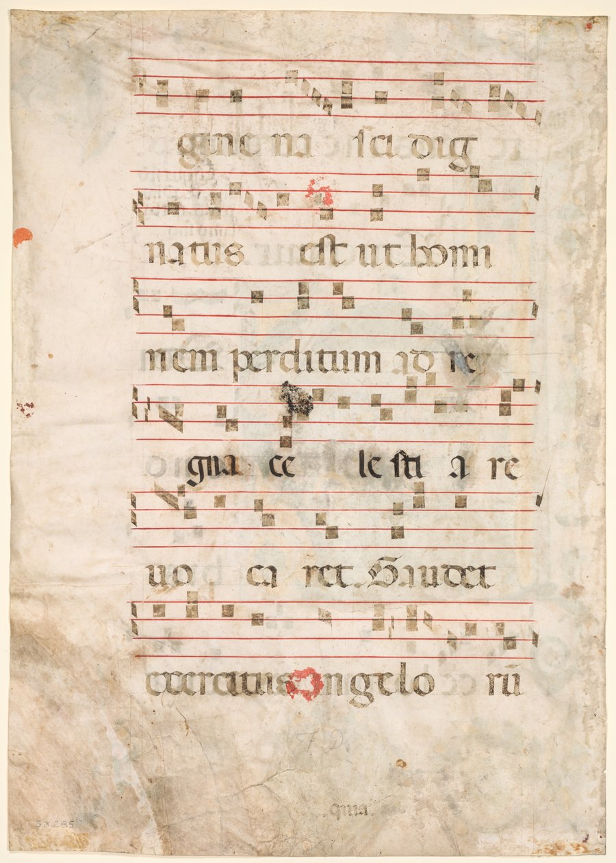 Leaf from an Antiphonary: Musik (verso) av Unknown artist