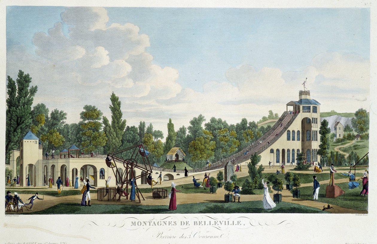 Berg-och-dalbanan Belleville - i "" Views of Paris"" av Courvoisier av Unknown artist