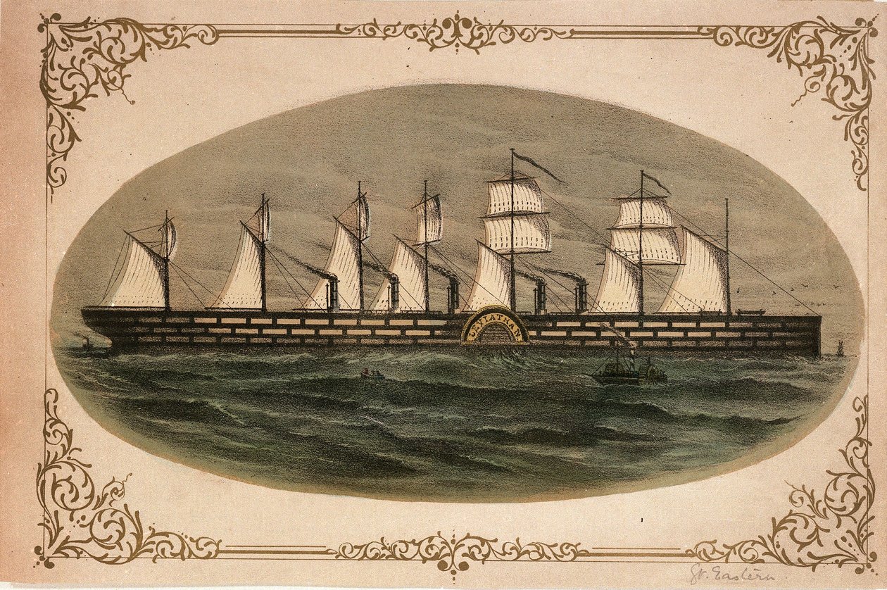 Leviathan "Great Eastern", ca 1860 (färglitografi) av Unknown artist