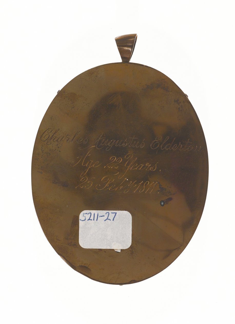 Löjtnant Charles Augustus Elderton (1789-1841), 9:e Madras infödda infanteri, 25 februari 1811 (miniatyr på elfenben) av Unknown artist
