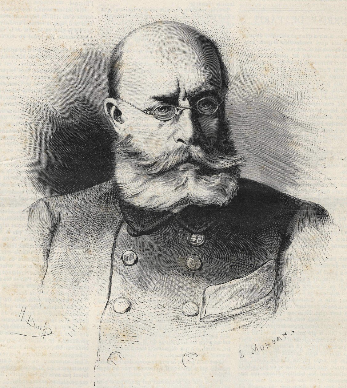 Louis Léon César Faidherbe (1818 - 1889) fransk general och kolonisatör, gravyr från 1800-talet. Bianchetti samling av Unknown artist