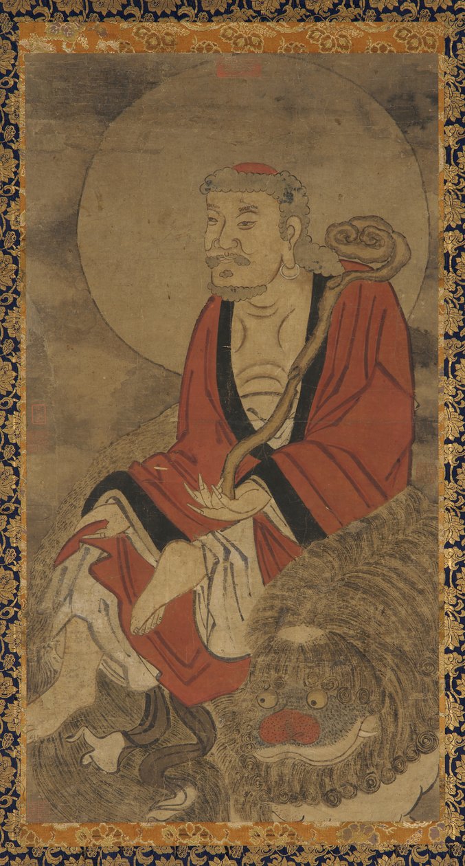 Luo Han och Lion av Unknown artist