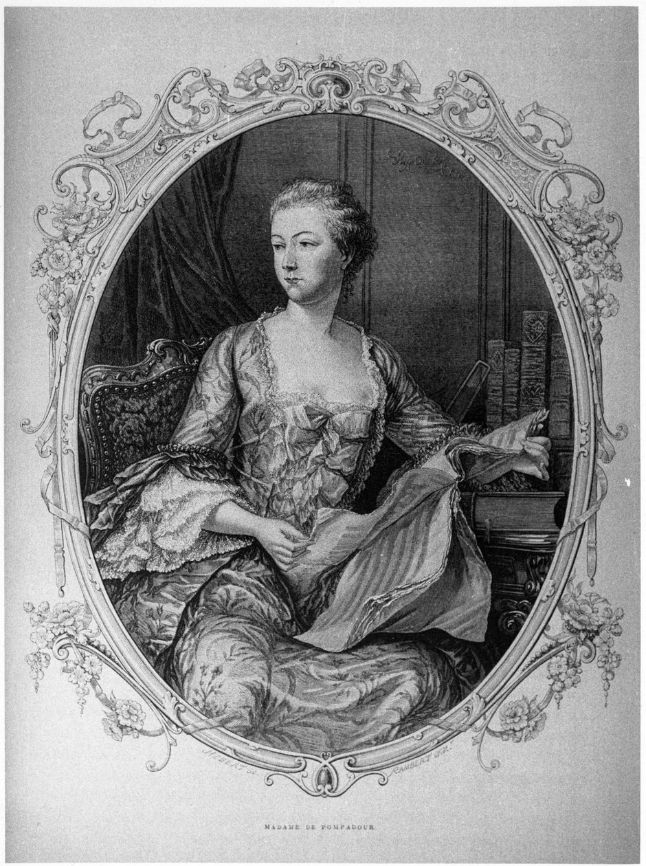 Madame de Pompadour, Jeanne Antoinette Poisson (1721-1764) (Marquise de Pompadour) favorit av Louis XV - Musee Carnavalet. av Unknown artist