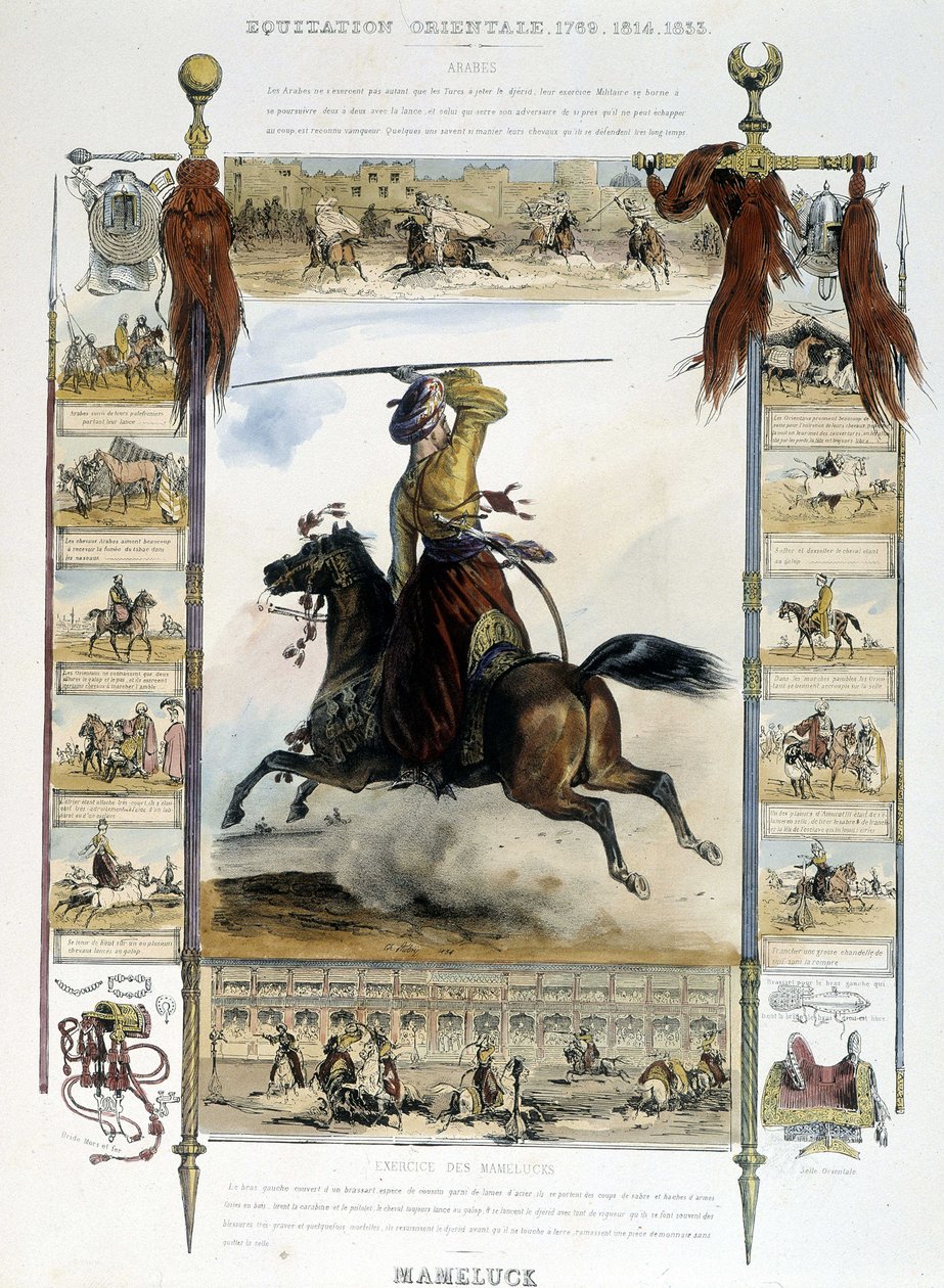 Mameluck (Eastern Horse Riding) - i "" Pittoresk historia om forntida och modern ridning"" av Charles Aubry av Unknown artist