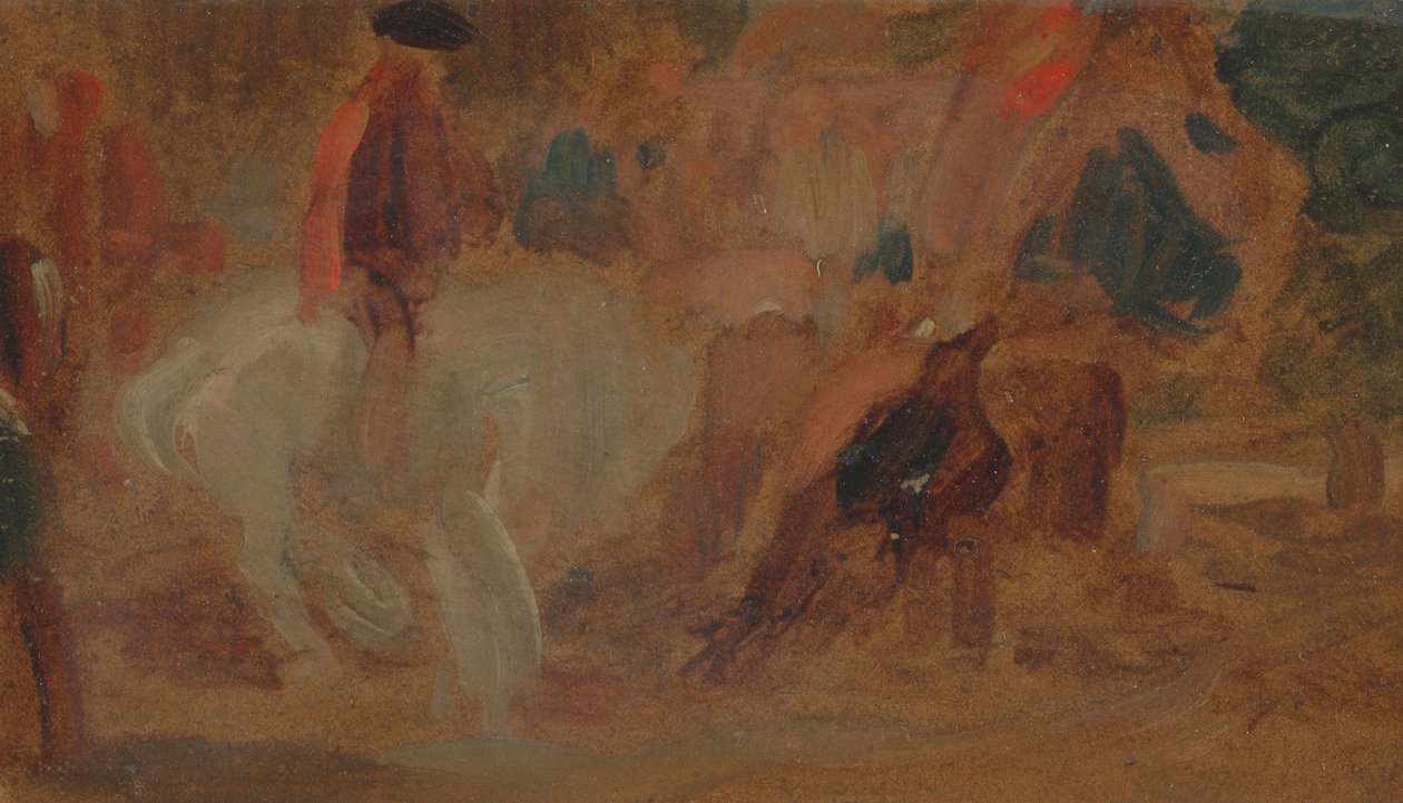 Man på en vit häst av Unknown artist