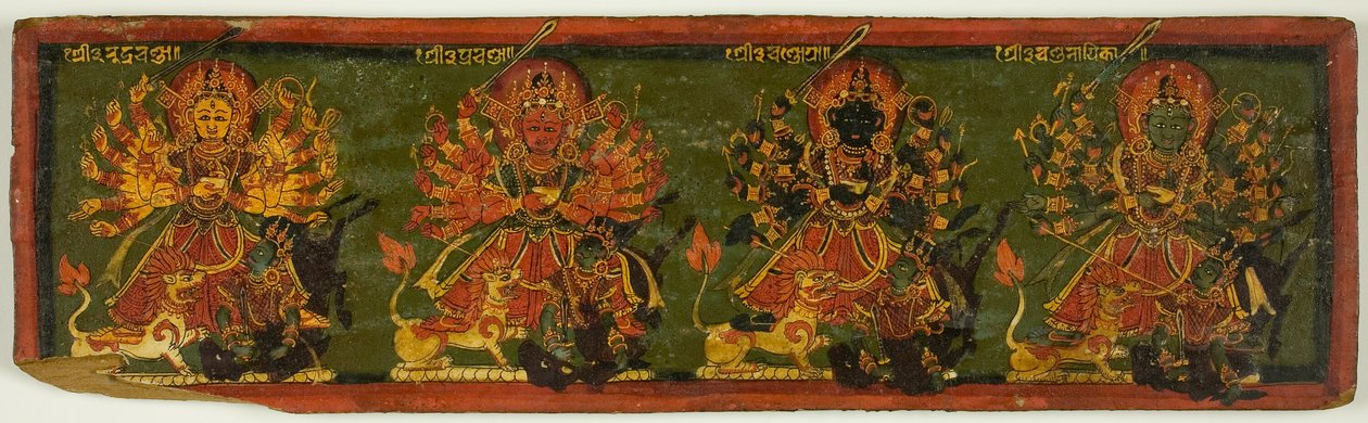 Manuskriptomslag från förhärligandet av den stora gudinnan (Devimahatmya) av Unknown artist