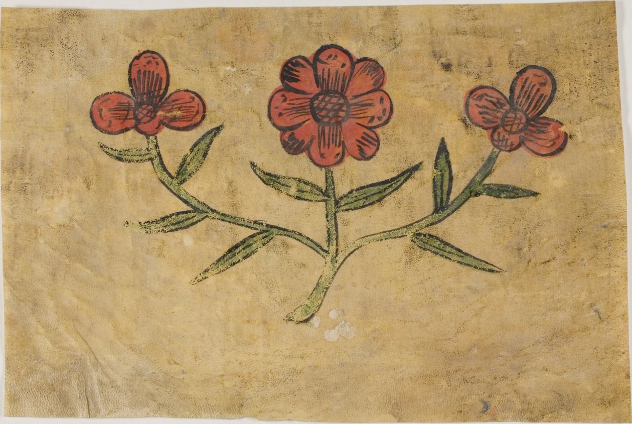 Manuskript Skärande med blommor av Unknown artist