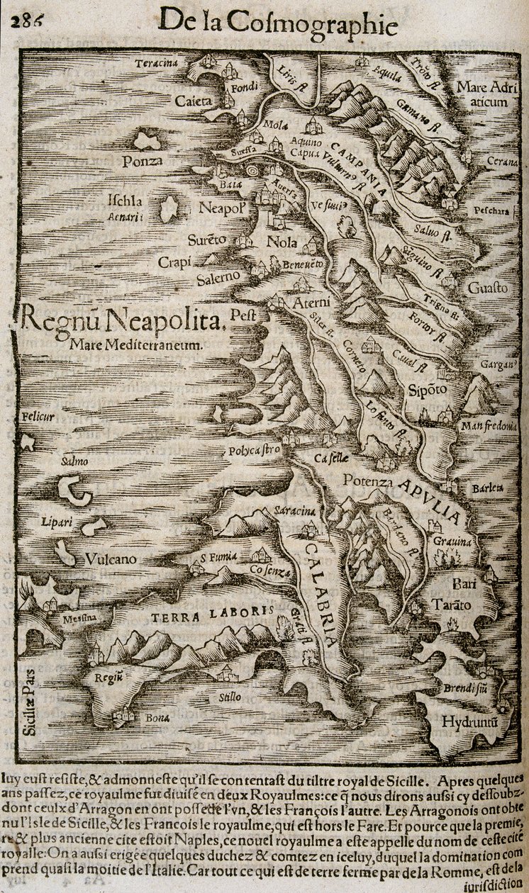 Karta över Italien - i "" Universal Cosmography"" av Unknown artist