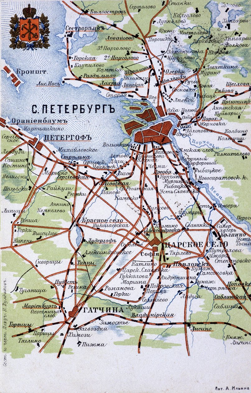Karta över Sankt Petersburg av Unknown artist