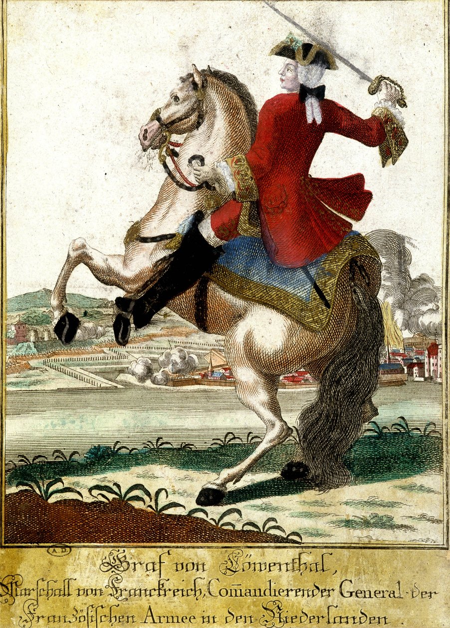 Marskalk Loewendahl (1700-1755) vid slaget vid Fontenoy, Belgien av Unknown artist