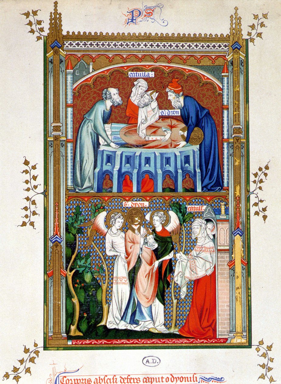 Martyrdom of Saint Denis, chromolithographi enligt dokument från 1400-talet. av Unknown artist