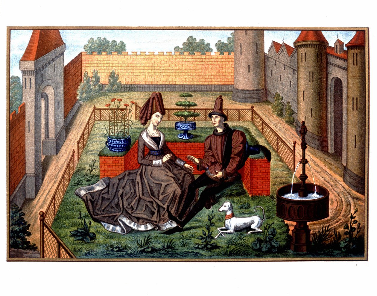 Maulgis och den vackra Oriande (artig kärleksscen), medeltiden av Unknown artist