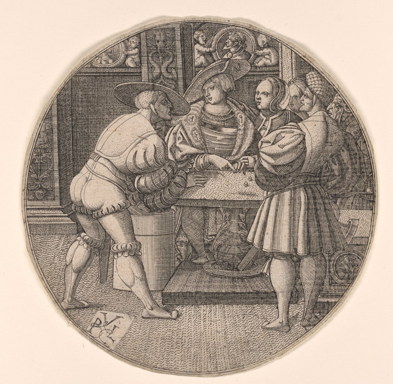 Män spelar tärningsspel av Unknown artist