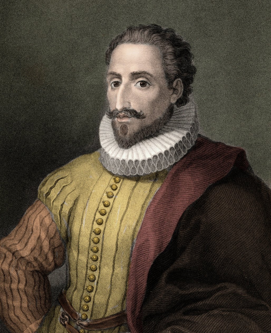 Miguel de Cervantes Saavedra 1547-1616 - gravyr - 1800-talet av Unknown artist
