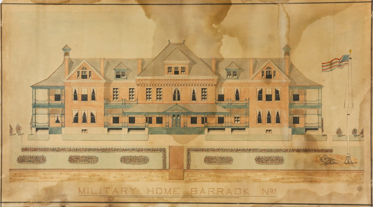 Militärhemmet Barrack No. 1, Presentationsritning av Unknown artist