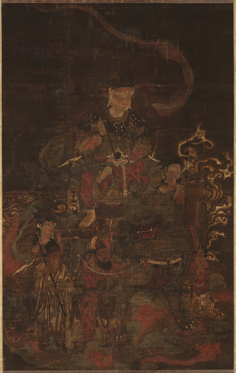 Monju Ridlejon med skötare av Unknown artist