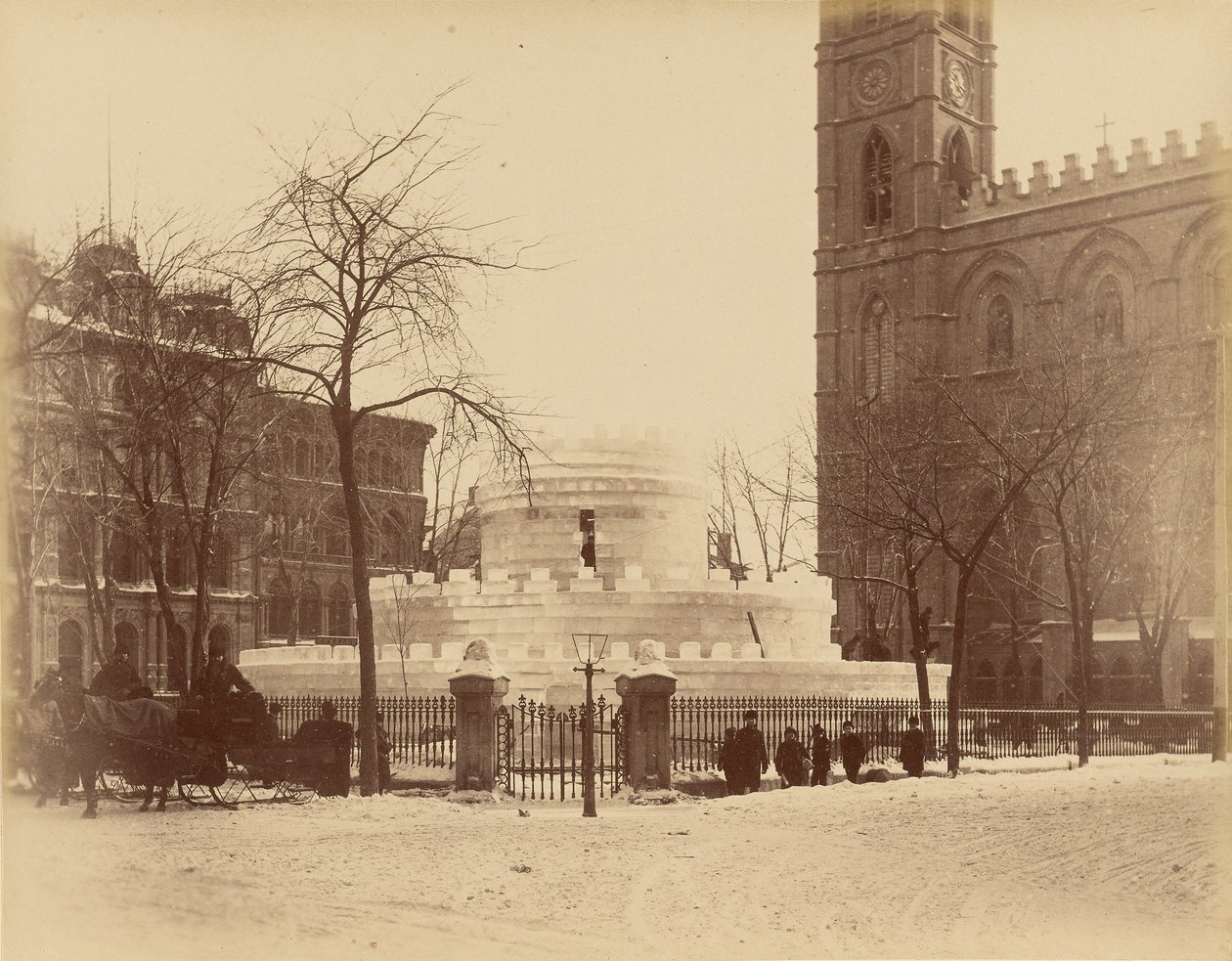 Montreal, islabyrint framför Notre-Dame-kyrkan av Unknown artist