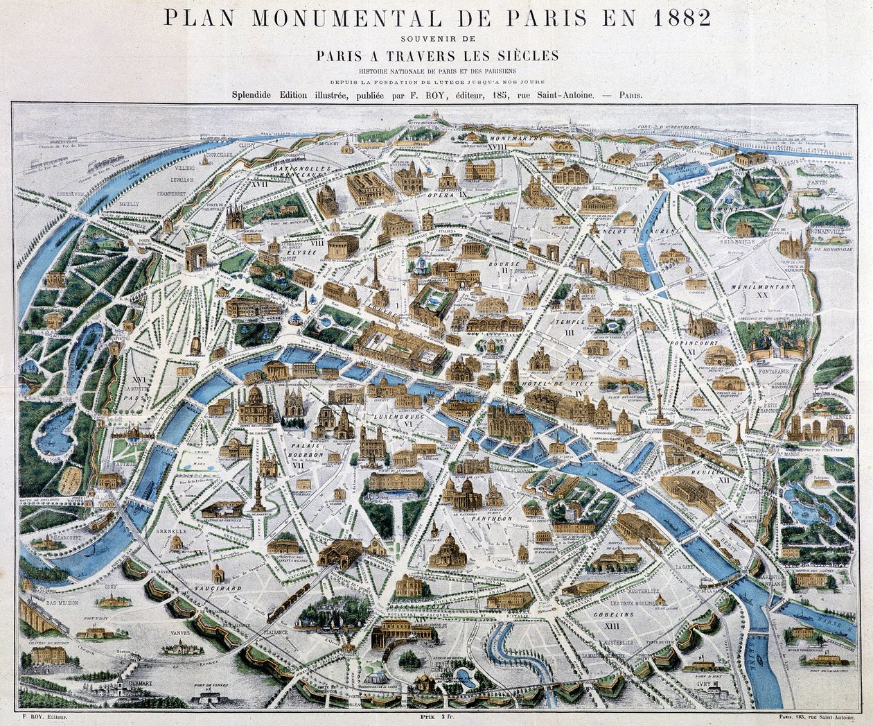 Monumental plan för Paris 1882 av Unknown artist
