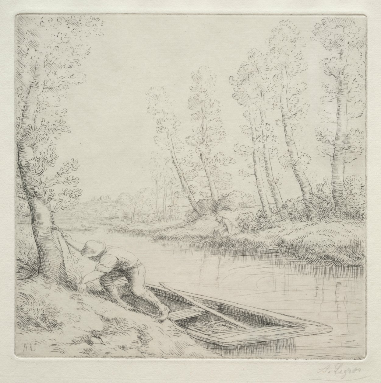 Morgon på floden av Unknown artist