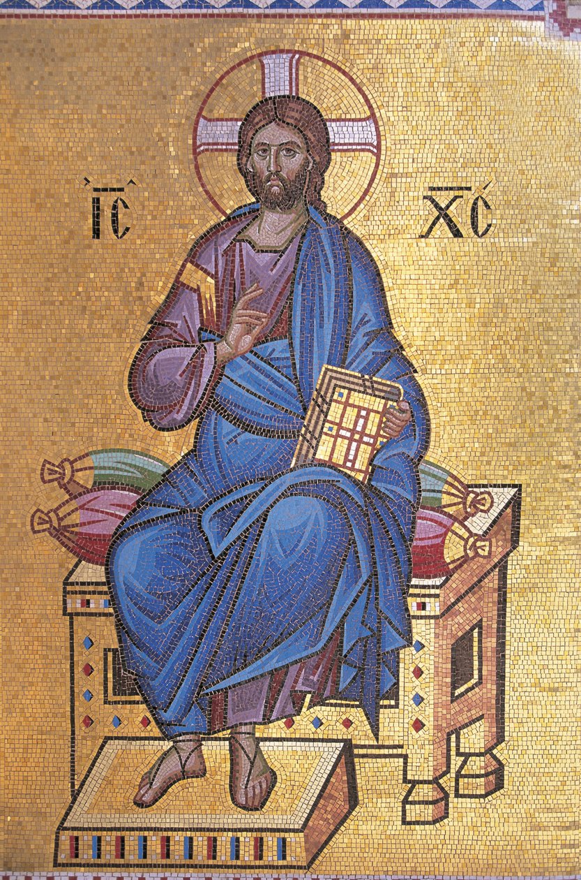 Mosaik föreställande Kristus på tronen av Unknown artist